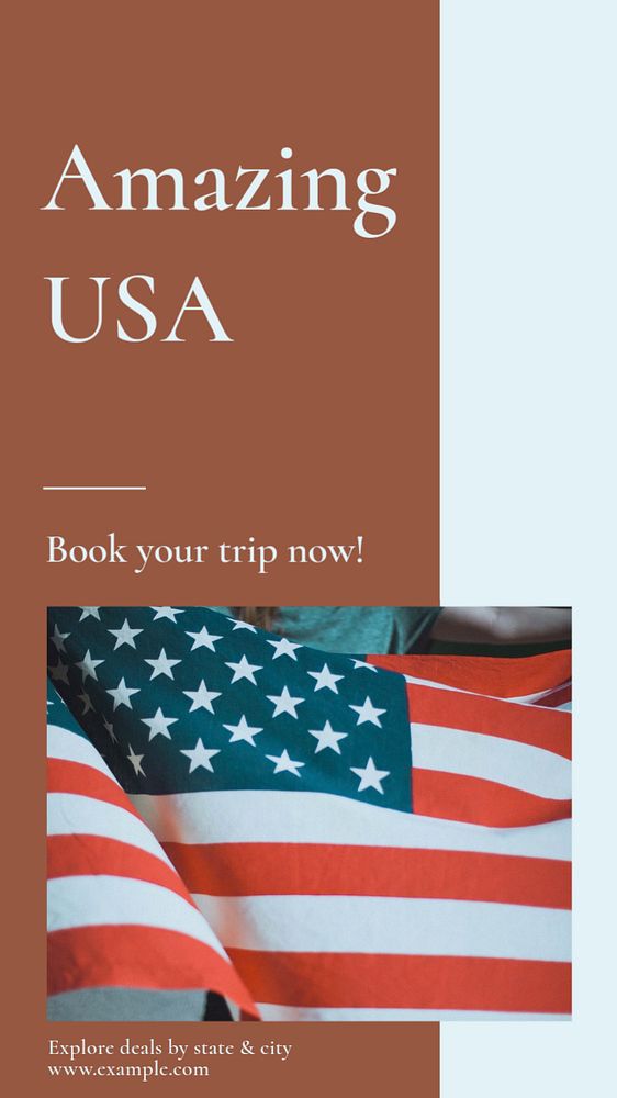 USA travel social story template, editable text