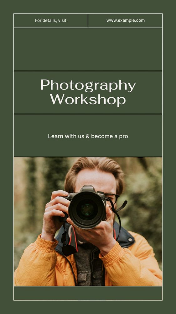 Photography workshop social story template, editable text