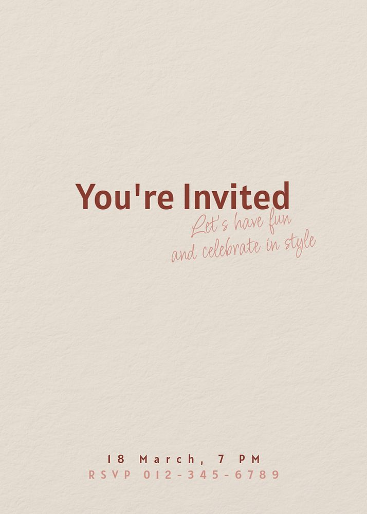 Party invitation template, editable text