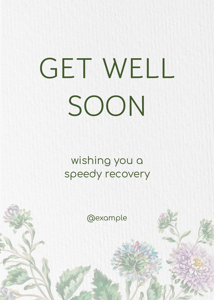 Get well soon card template, editable text