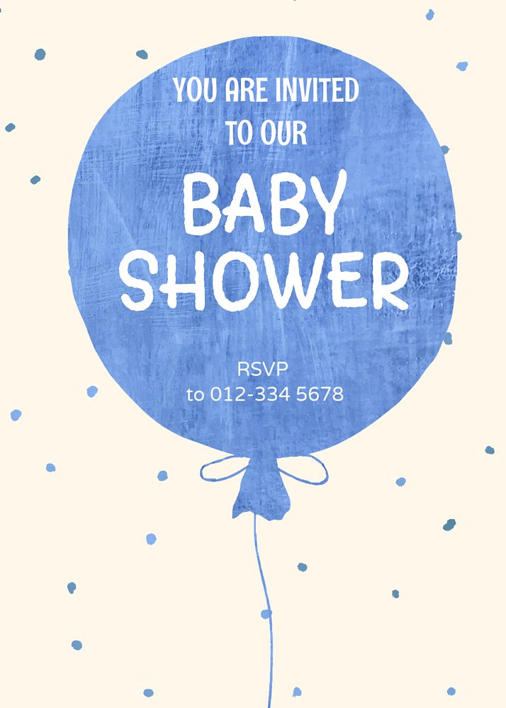 Baby shower card template, editable text