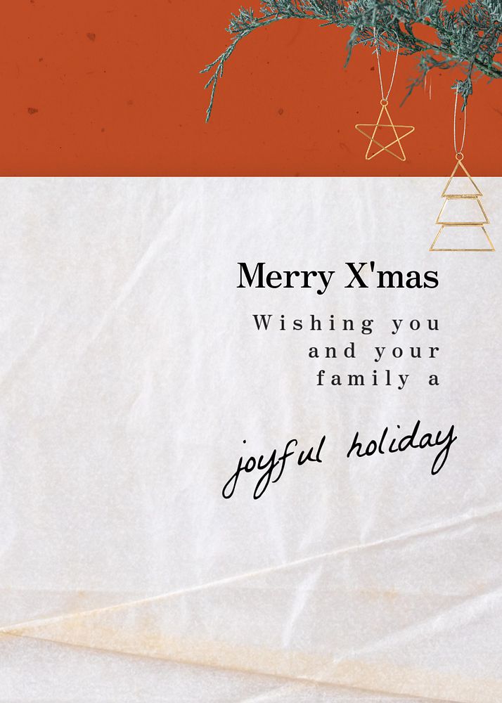 Merry X'mas card template, editable text