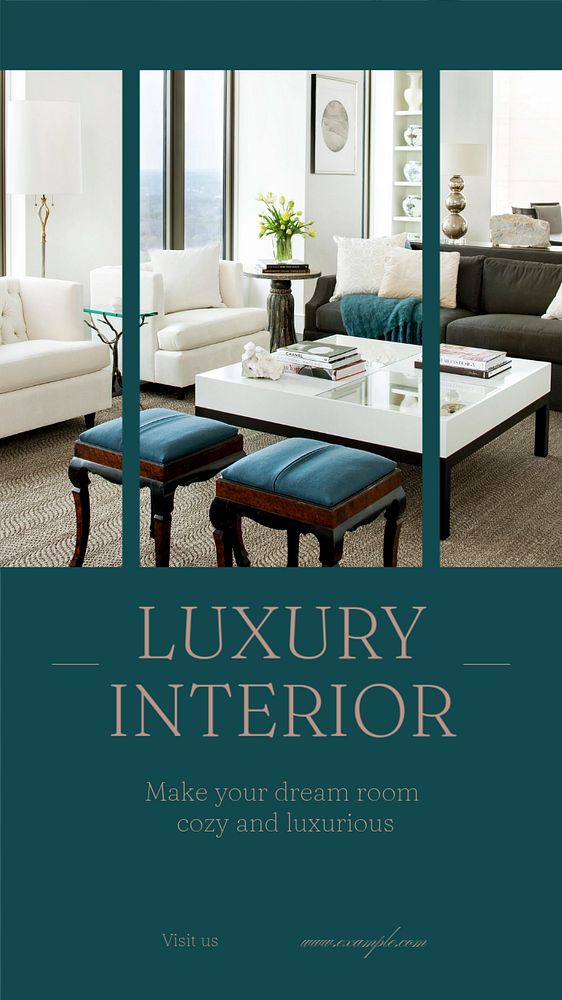 Luxury interior social story template, editable text