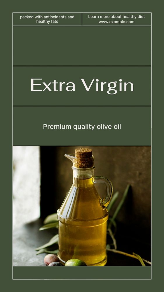 Extra virgin oil social story template, editable text