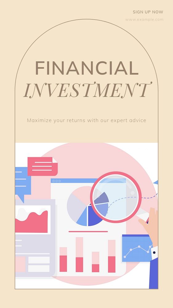 Financial investment social story template, editable text