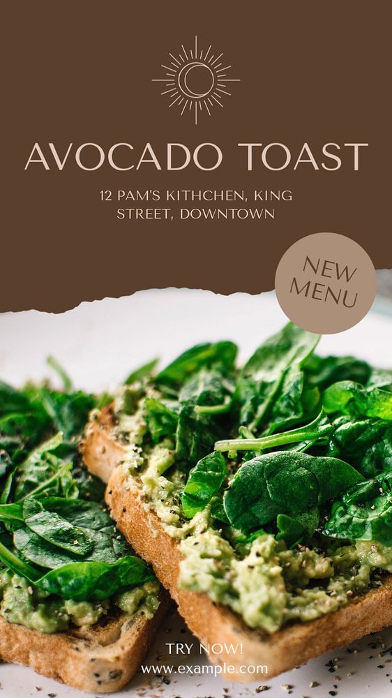 Avocado toast social story template, editable text