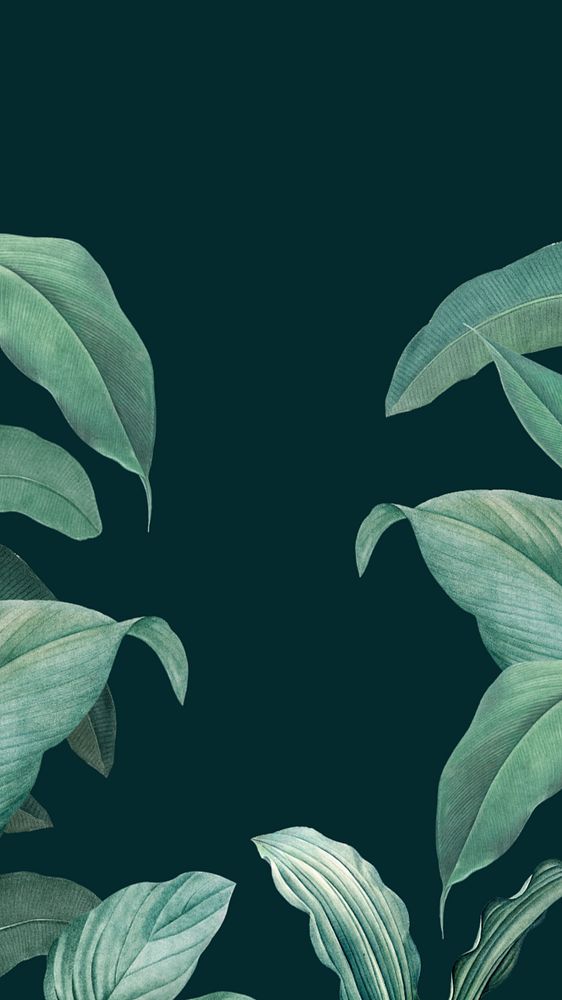 Tropical dark green mobile wallpaper, editable tropical design