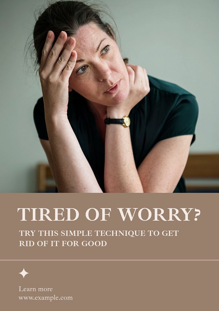 Worry technique poster template, editable text & design