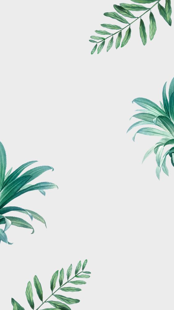 Leaf border off-white mobile wallpaper, editable tropical design