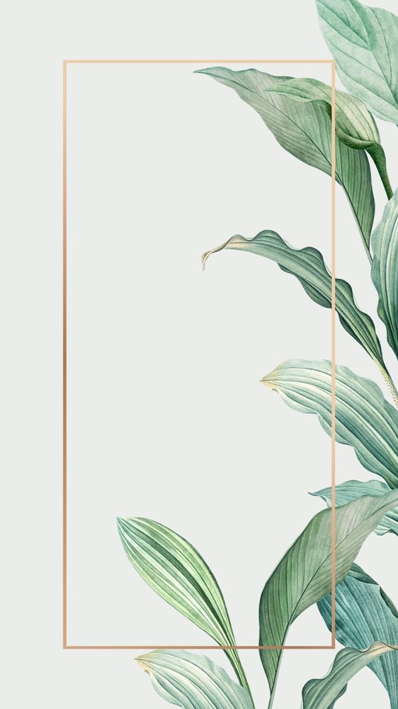 Leaf gold frame mobile wallpaper, editable design