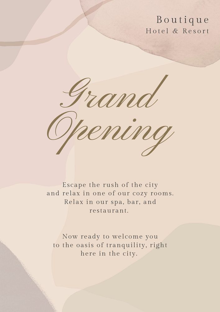 Grand opening poster template, editable text and design