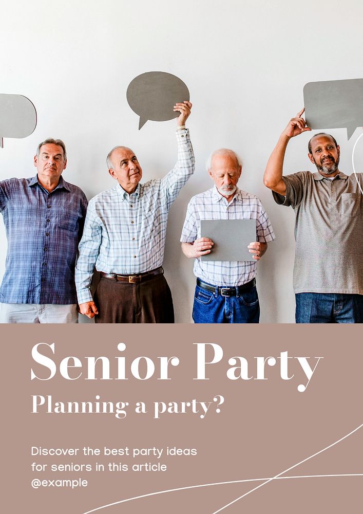 Senior party poster template, editable text & design