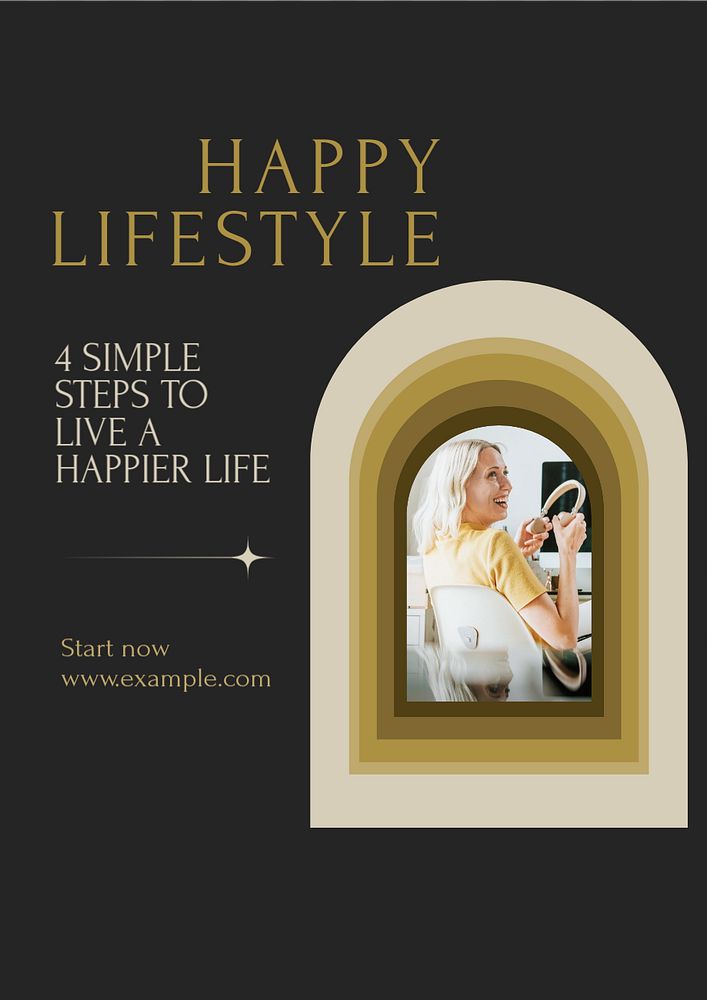 Happy lifestyle poster template, editable text & design