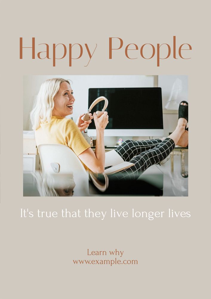 Happy people poster template, editable text & design