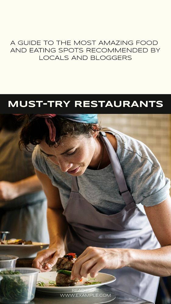 Must-try restaurants social story template, editable text