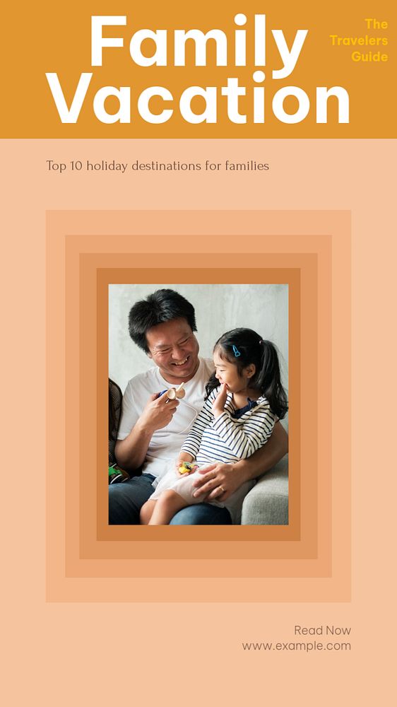 Family vacation social story template, editable text