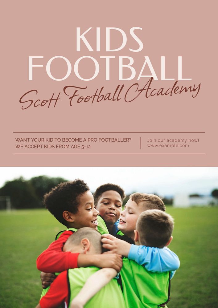 Kids football poster template, editable text & design