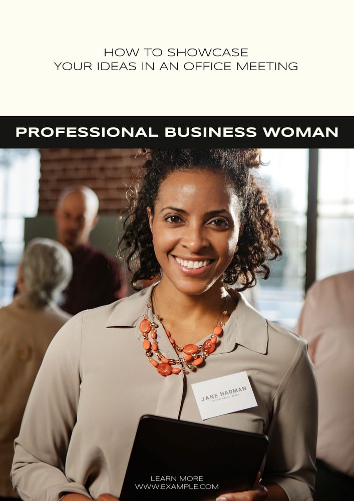 Professional business woman poster template, editable text & design