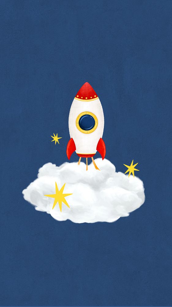 Space rocket launching iPhone wallpaper, editable design