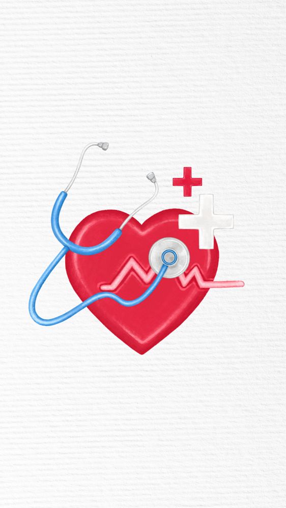 Stethoscope and heartbeat iPhone wallpaper, health remix background, editable design