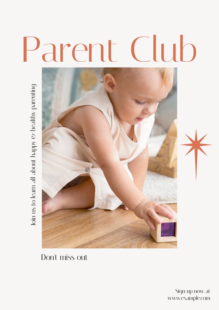 Parent club poster template, editable text & design