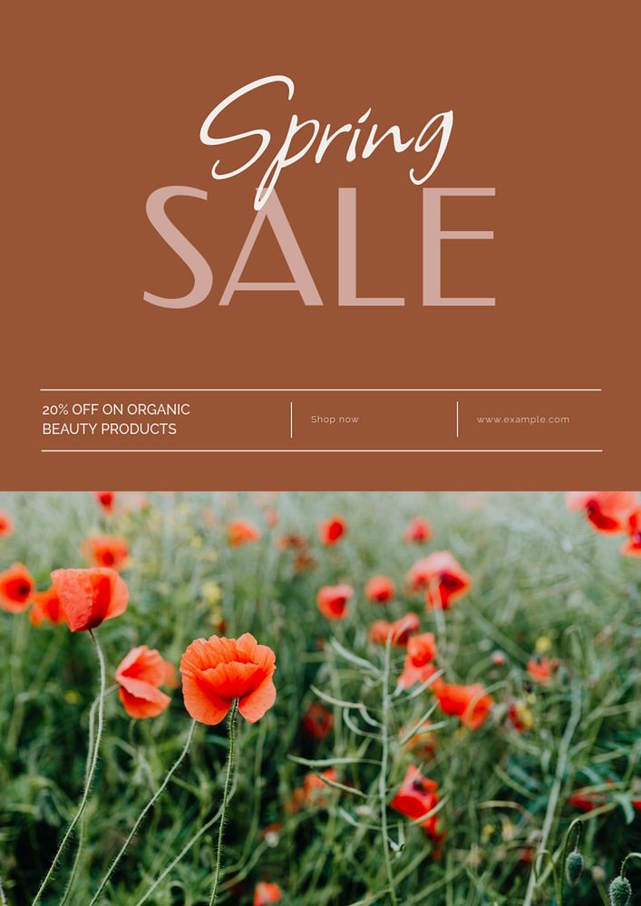 Spring sale poster template, editable text & design