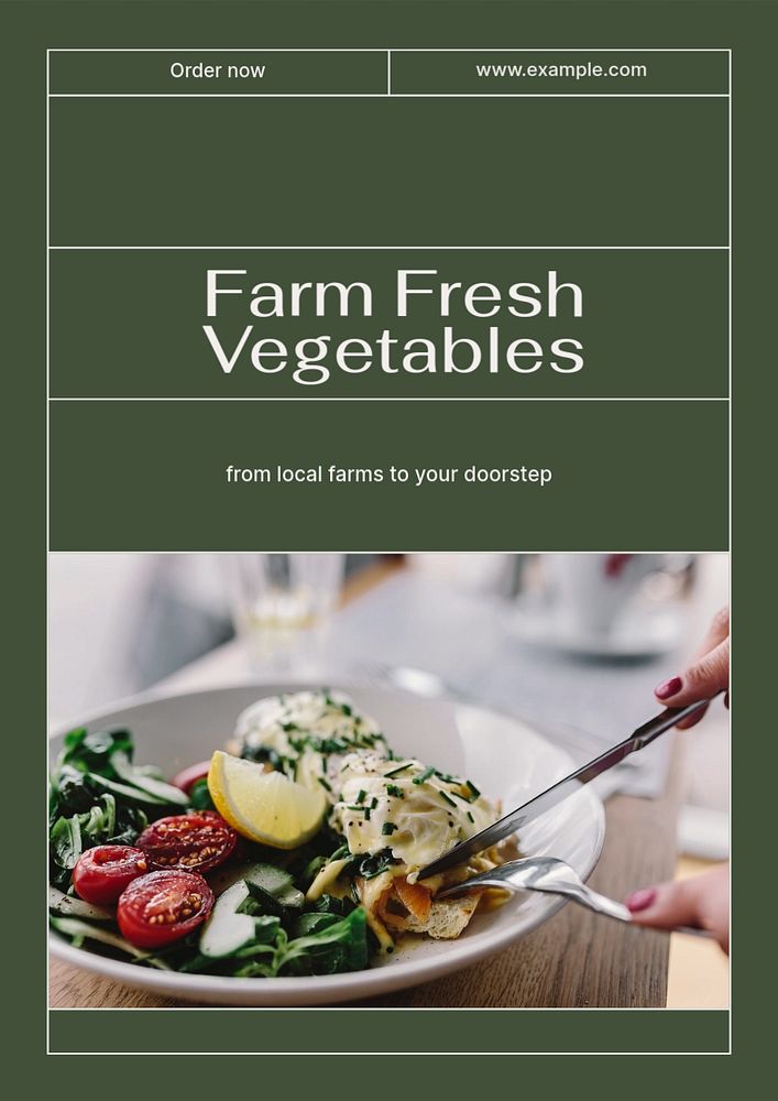 Farm fresh vegetables poster template, editable text & design