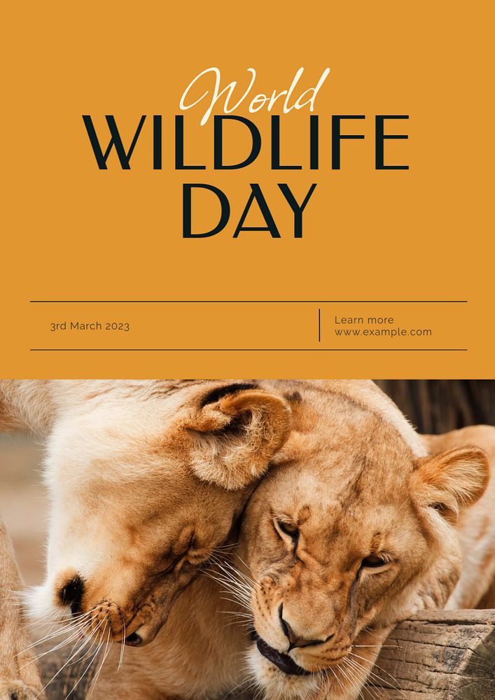 World wildlife day poster template, editable text & design