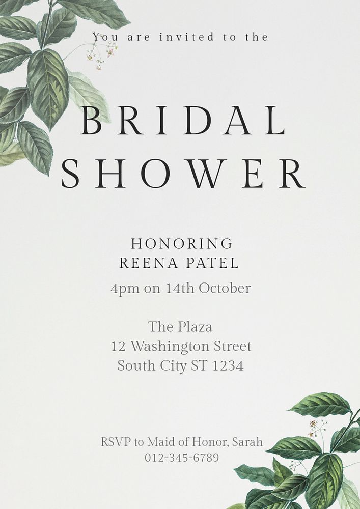 Bridal Shower editable poster template