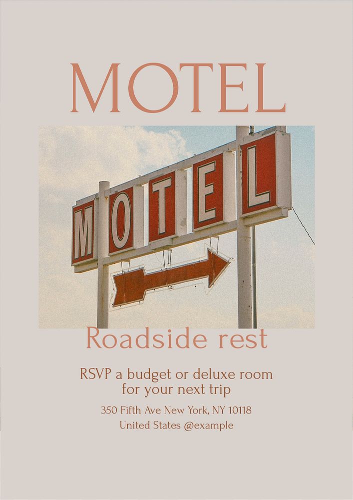 Motel poster template, editable text & design