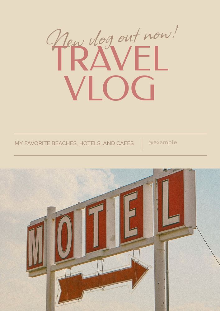 Travel vlog poster template, editable text & design