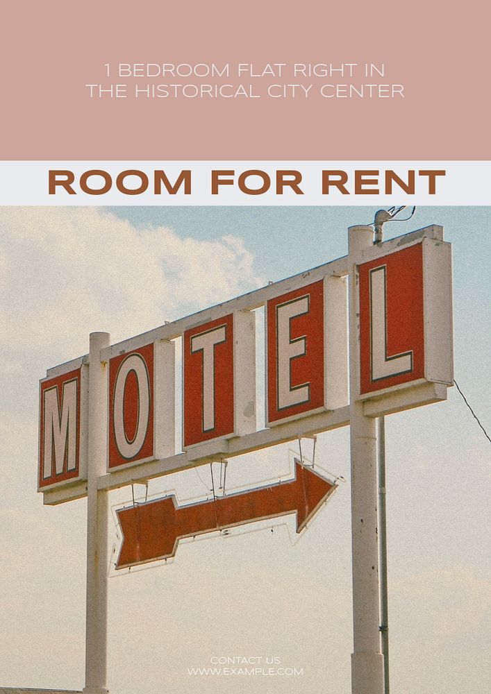 Room for rent poster template, editable text & design