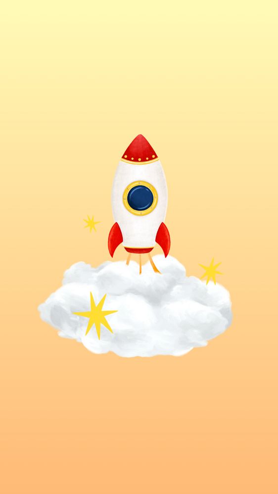 Space rocket launching iPhone wallpaper, editable design