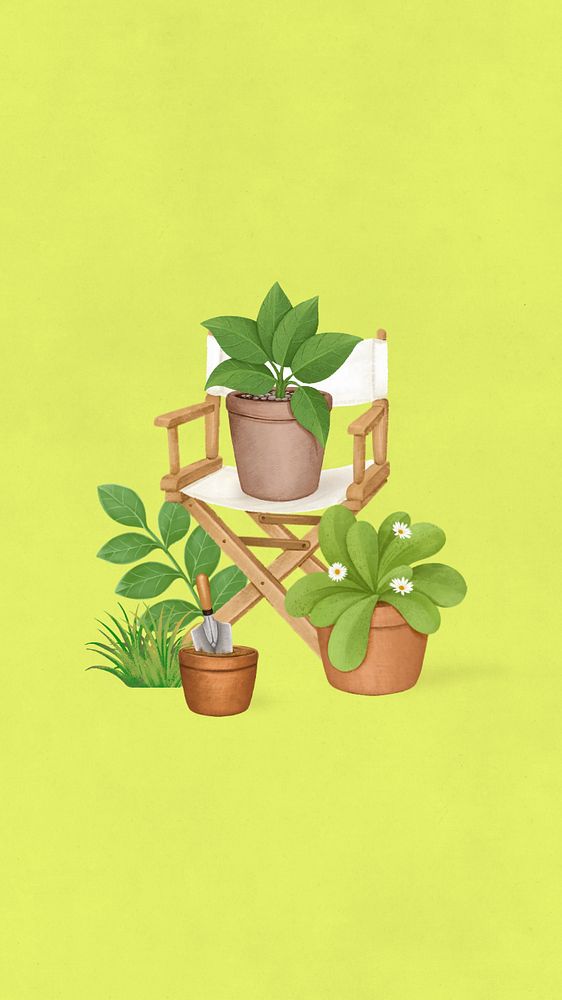 Aesthetic houseplant mobile wallpaper, gardening hobby remix, editable design