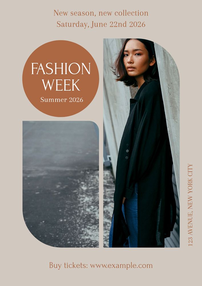 Fashion week poster template, editable text & design