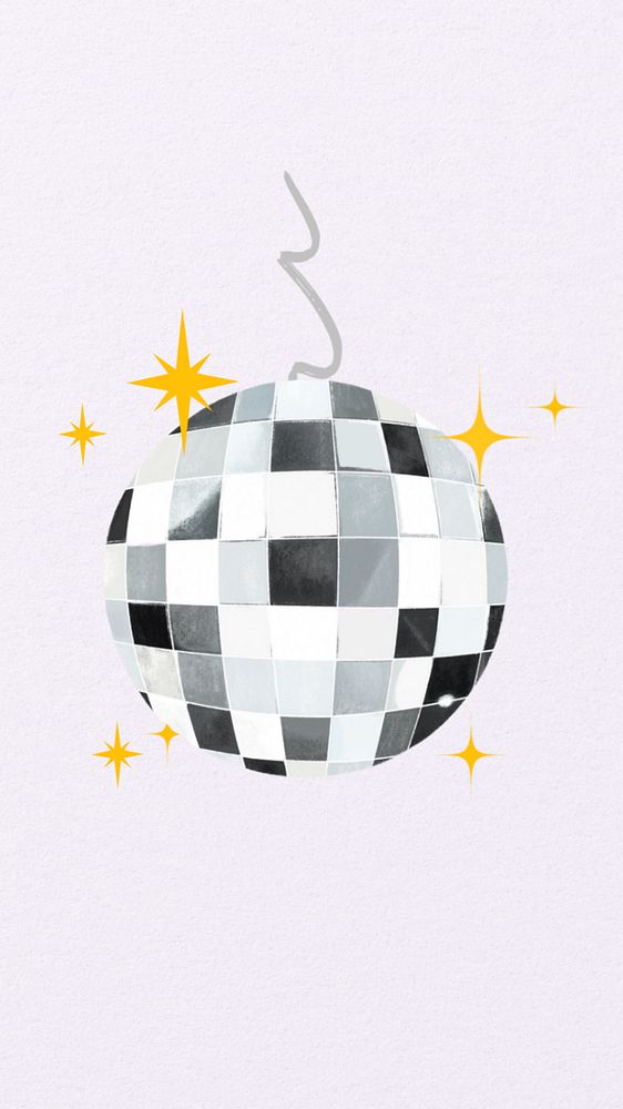 Party disco ball phone wallpaper, celebration illustration, editable design