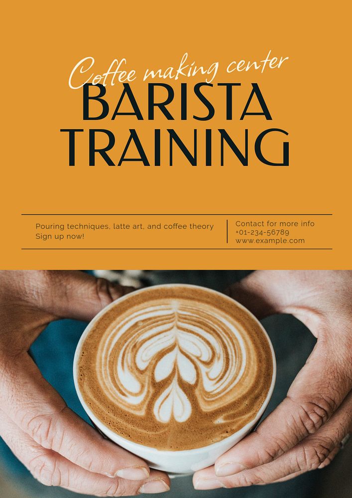 Barista training poster template, editable text & design