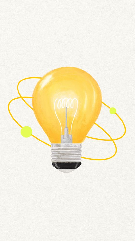 Creative idea phone wallpaper, light bulb illustration, editable design