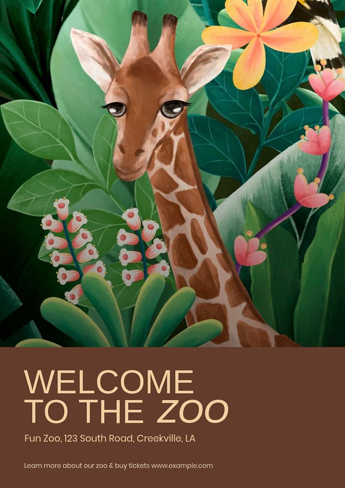 Zoo poster template, editable text & design