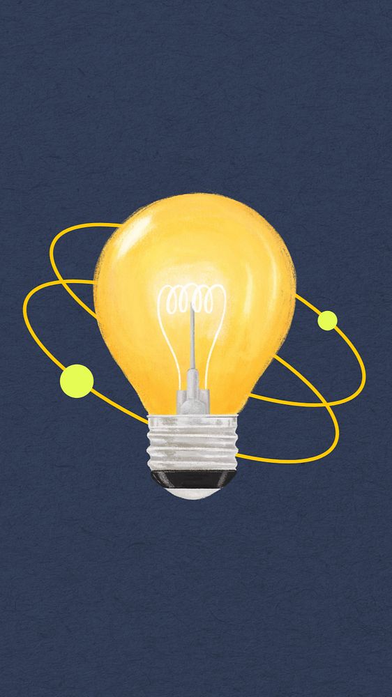 Creative idea phone wallpaper, light bulb illustration, editable design