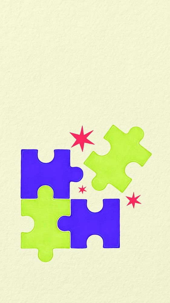 Colorful jigsaw puzzle mobile wallpaper, business strategy illustration, editable design