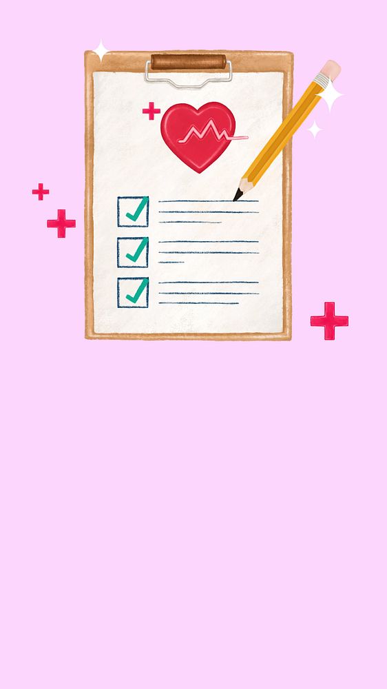 Health check-up list mobile wallpaper, healthcare illustration, editable design