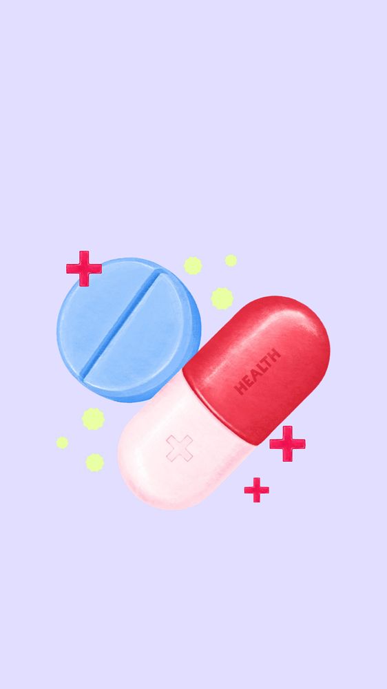 Medicine capsule tablet mobile wallpaper, health remix background, editable design