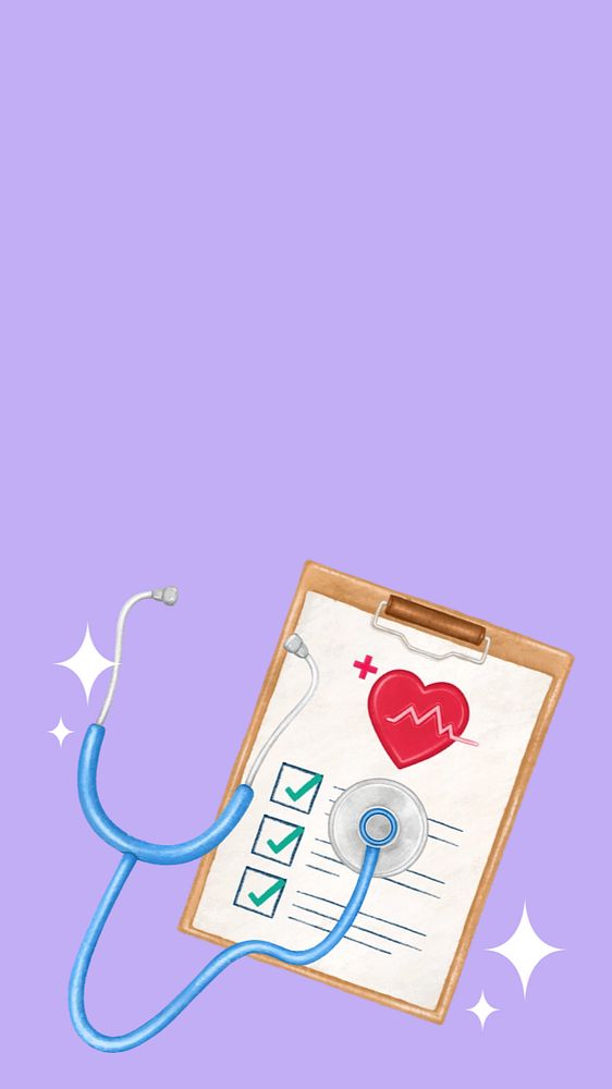 Health check-up list mobile wallpaper, healthcare illustration, editable design