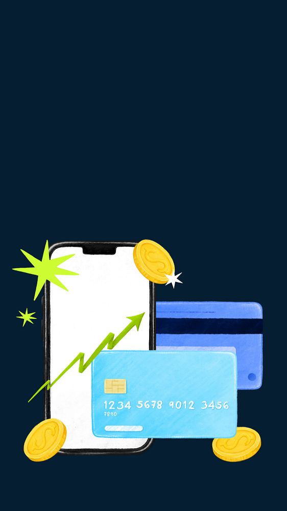 Credit card limit mobile wallpaper, finance illustration, editable design