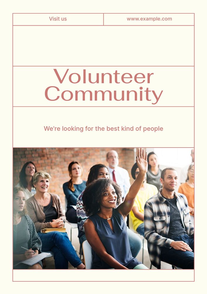 Volunteer community poster template, editable text & design