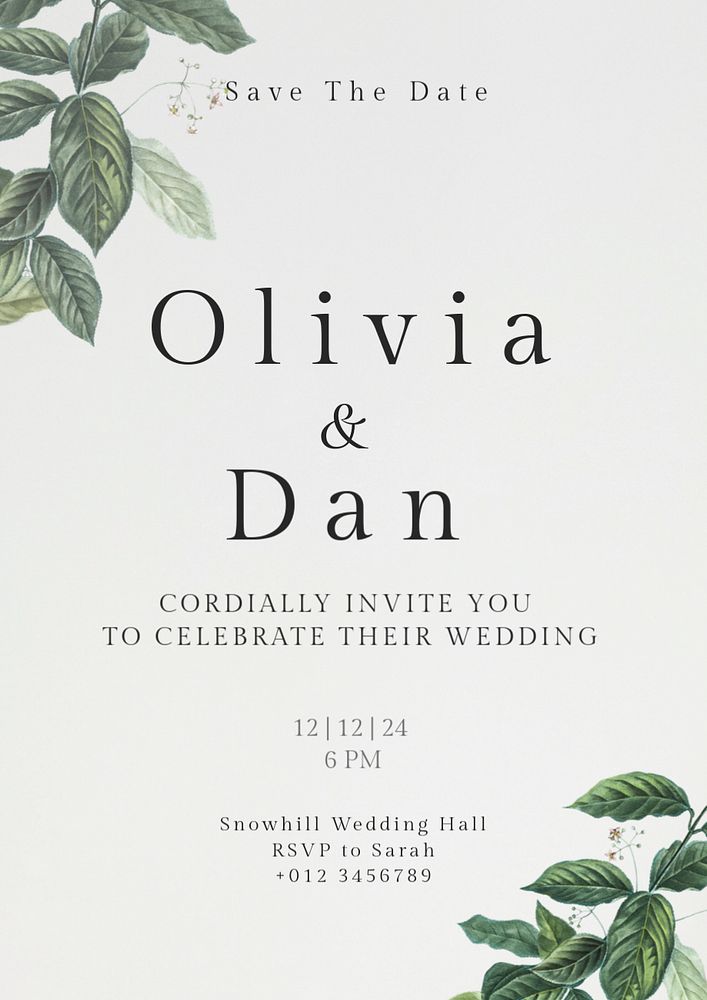 Wedding invitation ceremony editable poster template