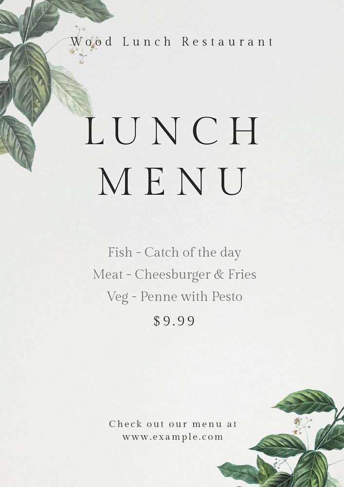 Lunch menu editable poster template