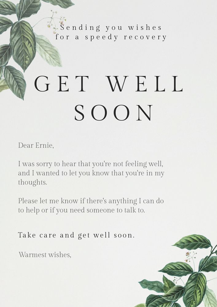 Get well soon editable poster template