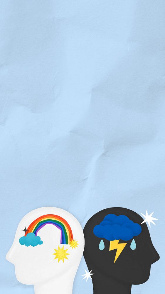 Rainbow cloud head iPhone wallpaper, mental health remix, editable design